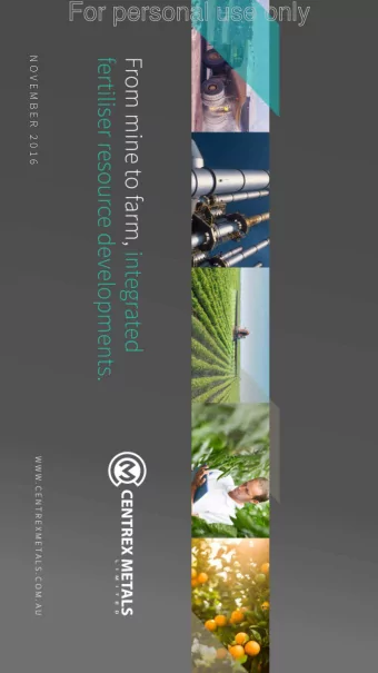 For personal use only  N O V E M B E R  2 0 1 6  F O R W A R D  L O O K I N G  S T A T E M E N T S