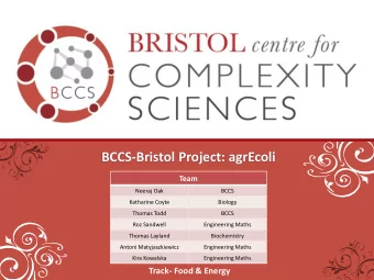 BCCS-Bristol Project: agrEcoli  Team  Neeraj Oak  BCCS  Katharine Coyte  Biology  Thomas Todd  BCCS