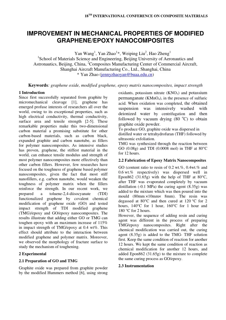 improvement in mechanical properties of modified graphene