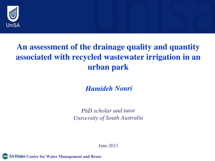 an assessment of the drainage quality and quantity
