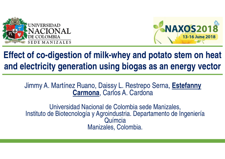 effect of co digestion of milk whey and potato stem on