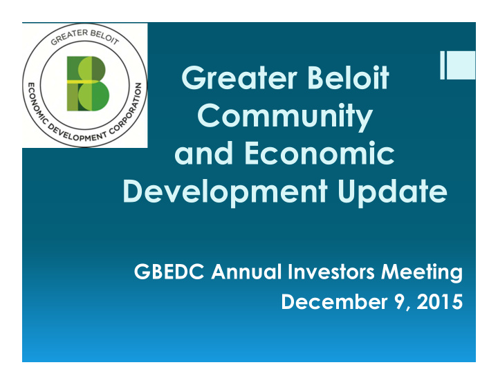 greater beloit community and economic development update