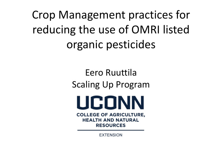 crop management practices for reducing the use of omri
