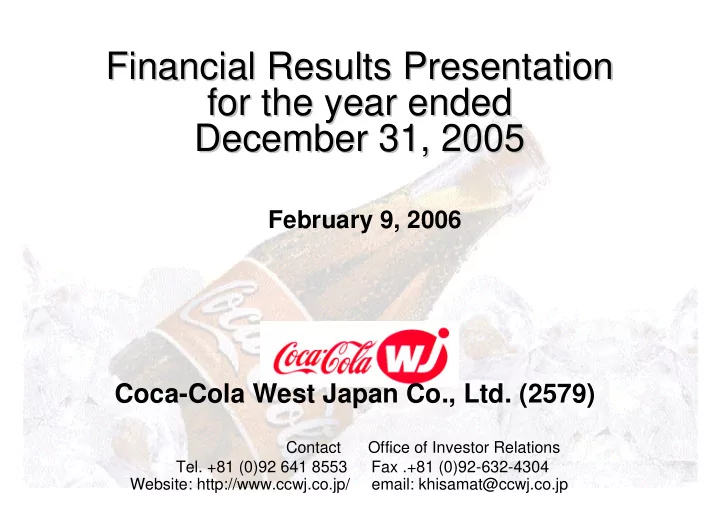 financial results presentation financial results