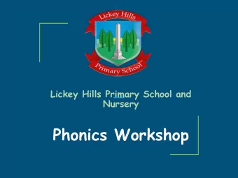 Phonics Workshop  Aims  To share how phonics is taught at Lickey Hills  To develop parents