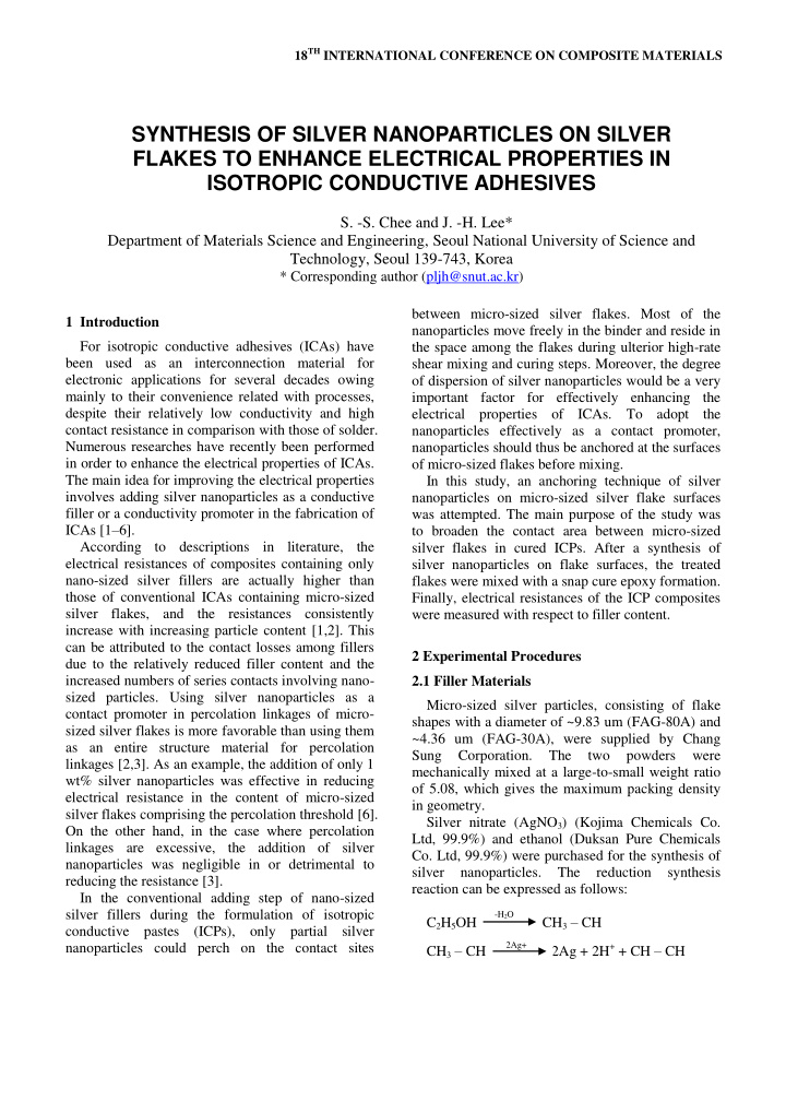 synthesis of silver nanoparticles on silver flakes to