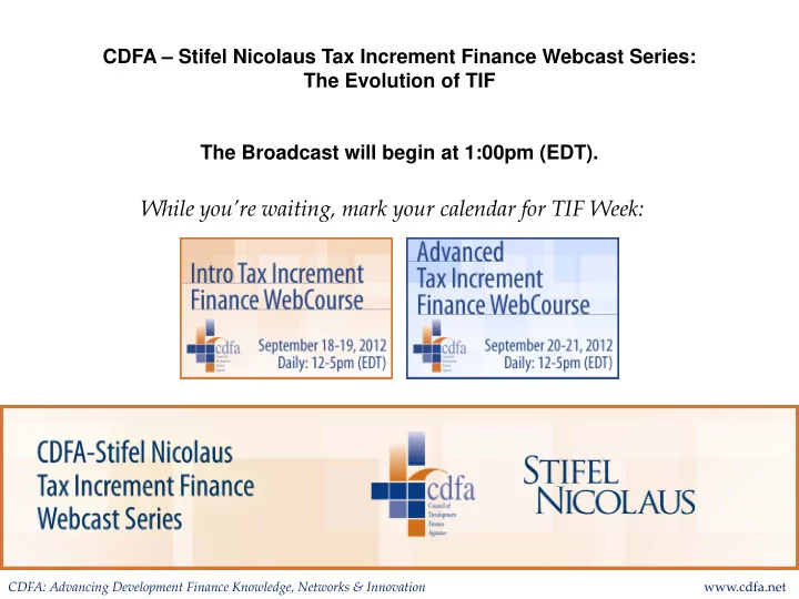 while you re waiting mark your calendar for tif week