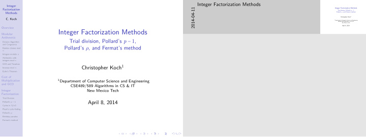 integer factorization methods