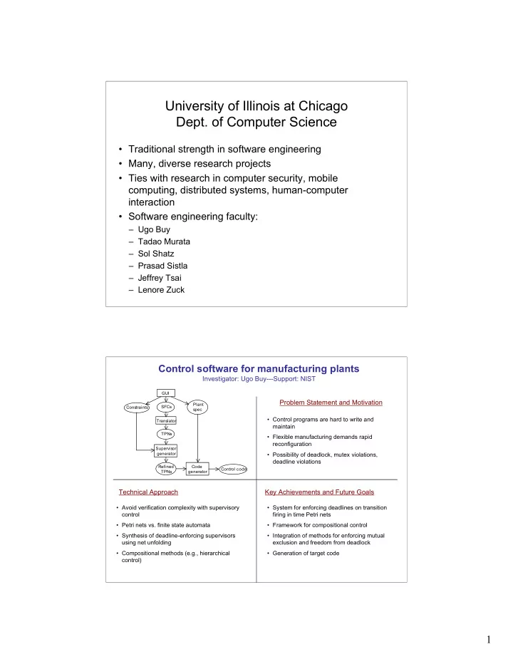 university of illinois at chicago dept of computer science