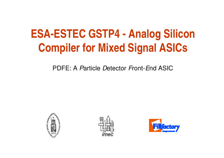 esa estec gstp4 analog silicon compiler for mixed signal