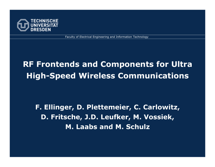 rf frontends and components for ultra high speed wireless
