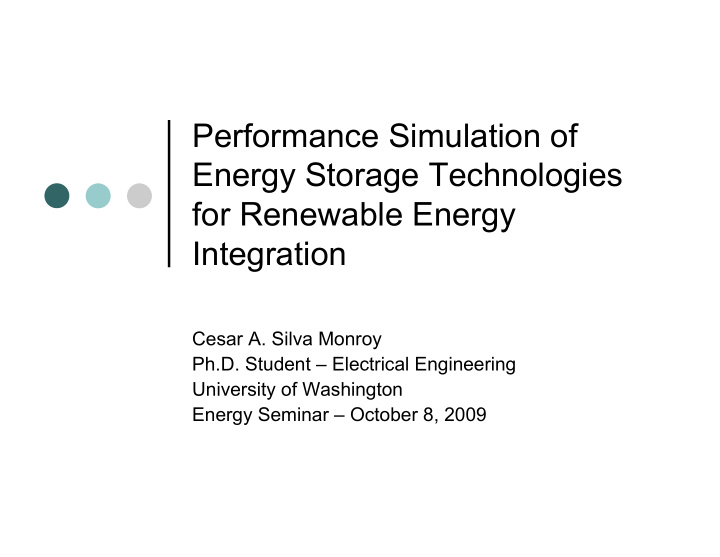 performance simulation of energy storage technologies for