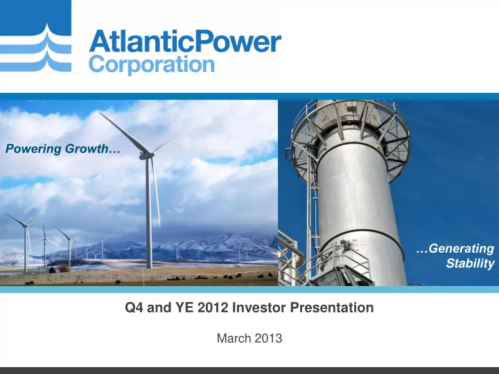 q4 and ye 2012 investor presentation