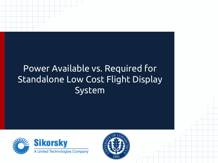 power available vs required for standalone low cost