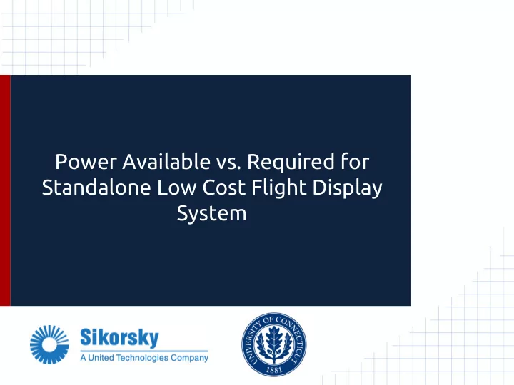 power available vs required for standalone low cost