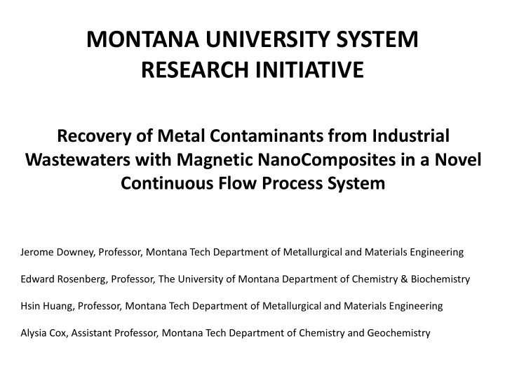 montana university system research initiative