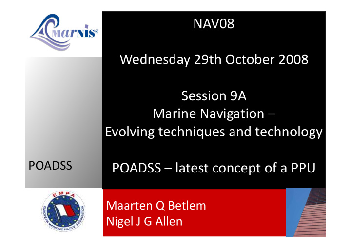nav08 wednesday 29th october 2008 session 9a marine