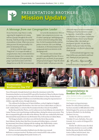 Mission Update  A Message from our Congregation Leader  of the wide range of our mission