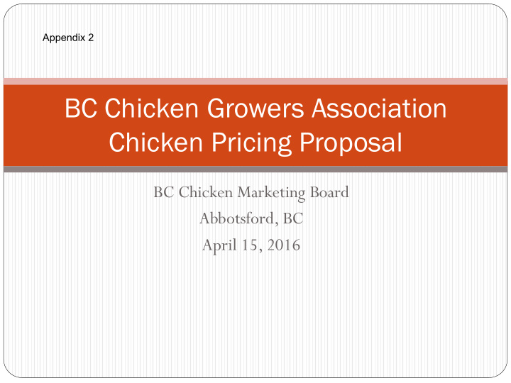 bc chicken growers association chicken pricing proposal