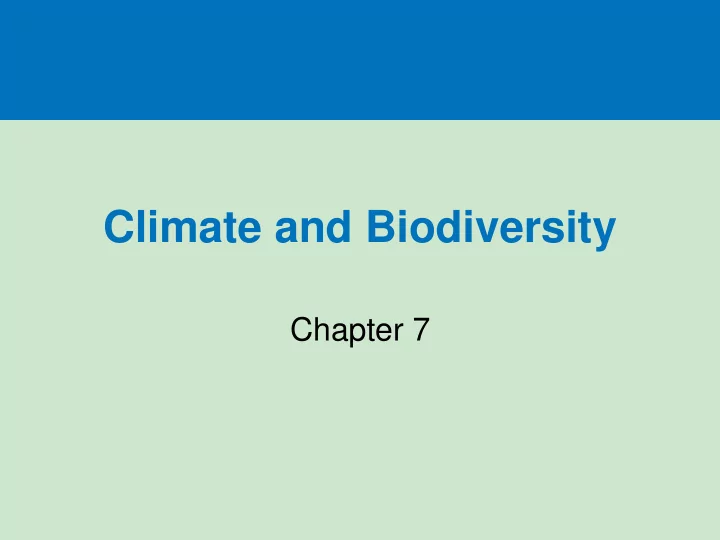 climate and biodiversity