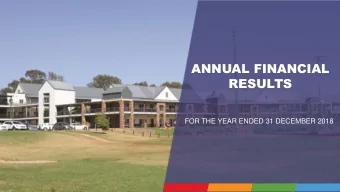 ANNUAL FINANCIAL  RESULTS  FOR THE YEAR ENDED 31 DECEMBER 2018  ANNUAL FINANCIAL RESULTS for the