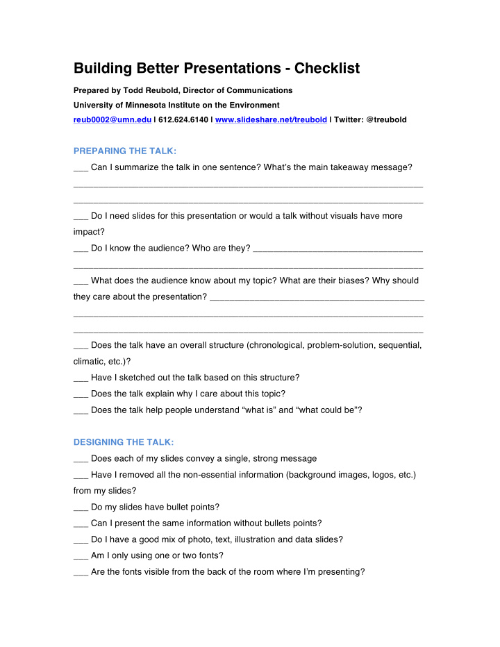 building better presentations checklist