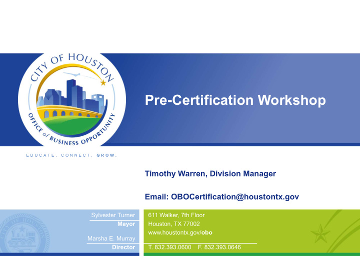 pre certification workshop