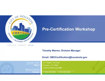 Pre-Certification Workshop E D U C A T E .  C O N N E C T . G R O W .  Timothy Warren, Division