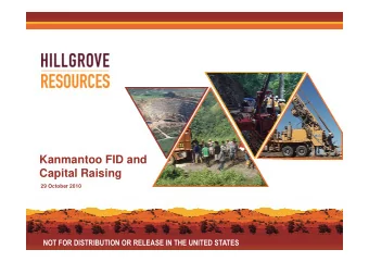 Kanmantoo FID and  Capital Raising  29 October 2010