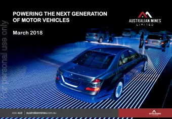 For personal use only  March 2018  ASX: AUZ  australianmines.com.au  March 2018  Disclaimer  For