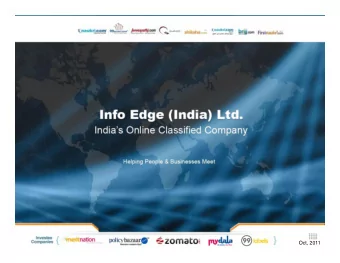 1  1  Oct, 2011  Safe harbor  Statements contained in this presentation concerning our growth