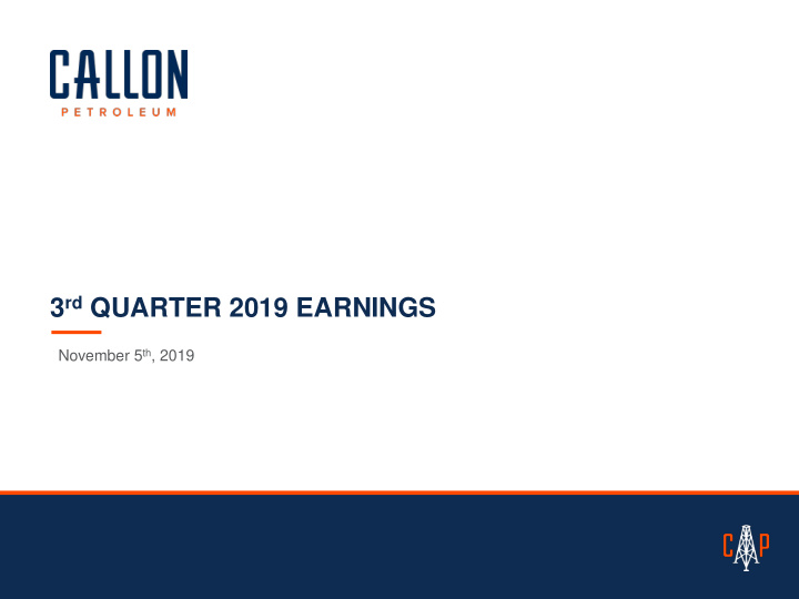 3 rd quarter 2019 earnings