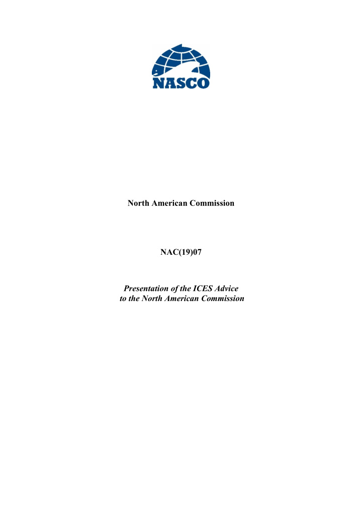 north american commission nac 19 07 presentation of the