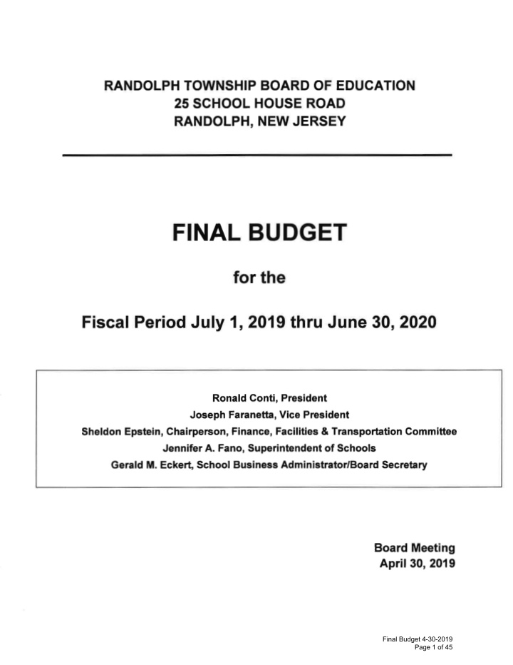 final budget 4 30 2019 page 1 of 45 final budget 4 30