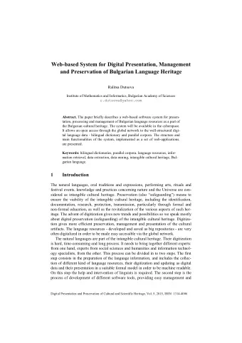 Web-based System for Digital Presentation, Management  and Preservation of Bulgarian Language