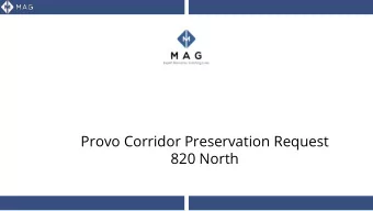 Provo Corridor Preservation Request  820 North  Provo  vo Corridor Preserv  ervati  ation  n