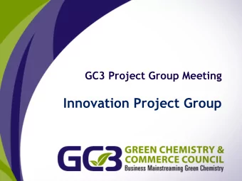 Innovation Project Group  Innovation Project Group Meeting  Agenda:  Brief history of the project