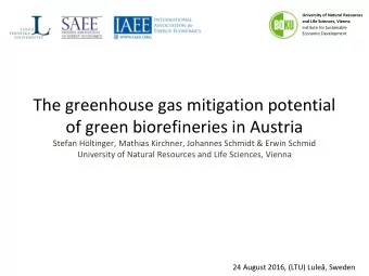 The greenhouse gas mitigation potential  of green biorefineries in Austria  Stefan Hltinger,