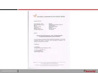 1  BUTTERFLY  GANDHIMATHI  APPLIANCES LIMITED  RESULTS PRESENTATION  Q2 &amp;  &amp; H  H1 FY17