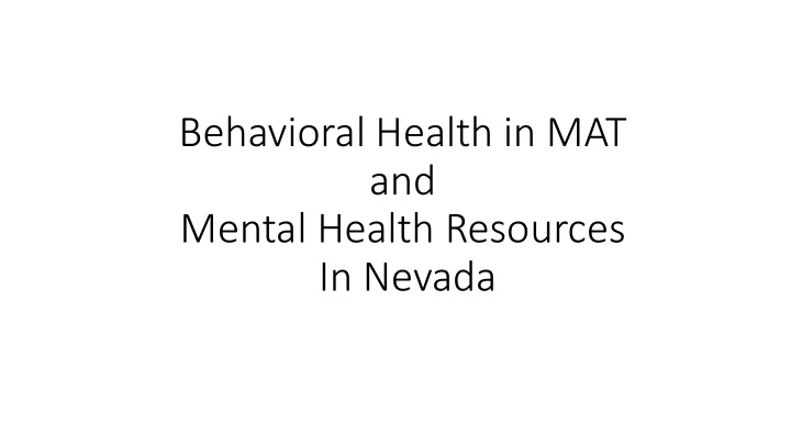 behavioral health in mat and mental health resources in