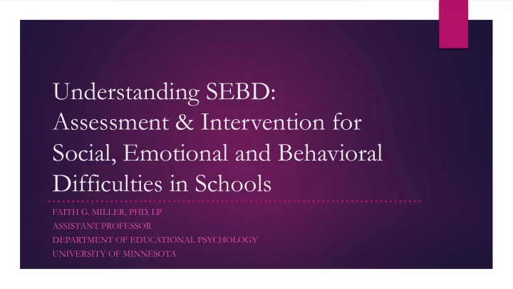 understanding sebd assessment intervention for social
