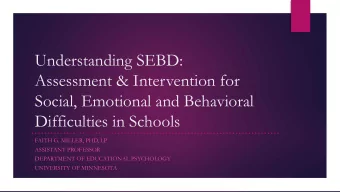 Understanding SEBD:  Assessment &amp; Intervention for  Social, Emotional and Behavioral