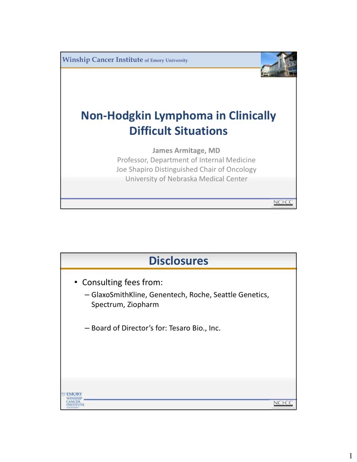 non hodgkin lymphoma in clinically difficult situations