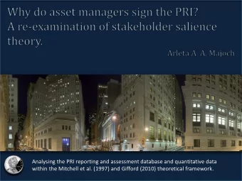 Analysing the PRI reporting and assessment database and quantitative data  within the Mitchell et