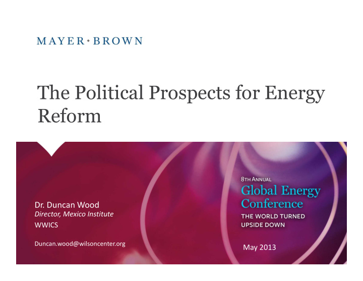 the political prospects for energy reform