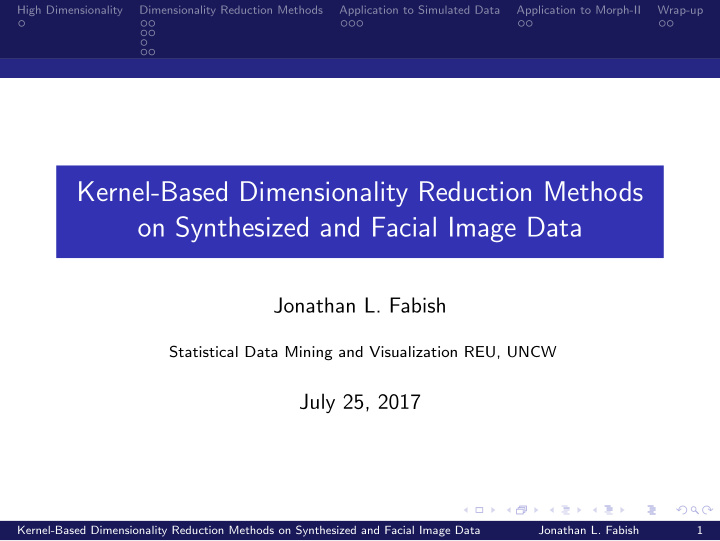 kernel based dimensionality reduction methods on