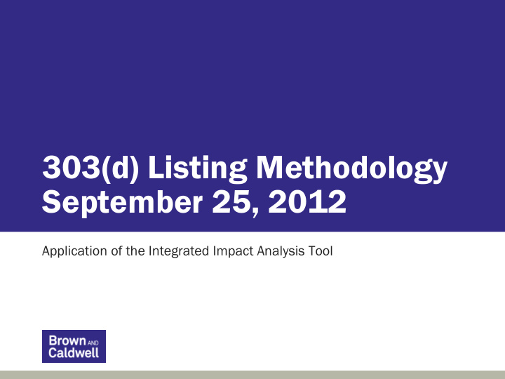303 d listing methodology september 25 2012