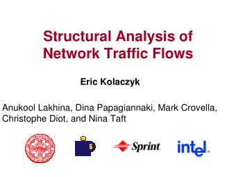 Structural Analysis of  Network Traffic Flows  Eric Kolaczyk  Anukool Lakhina, Dina Papagiannaki,