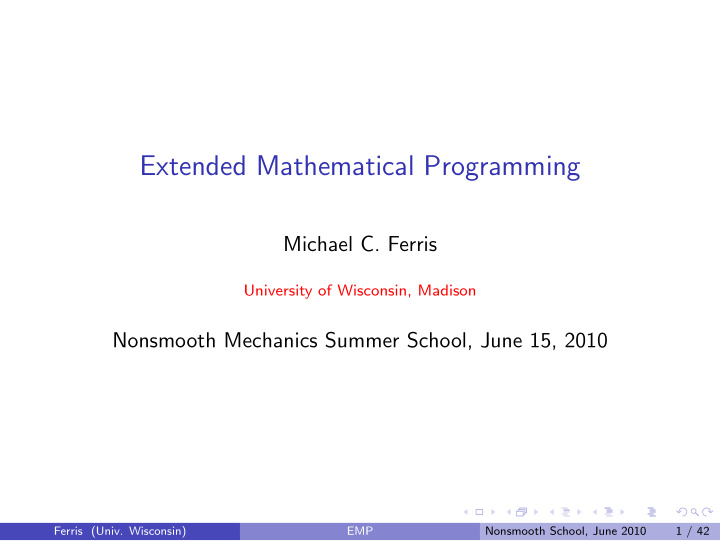extended mathematical programming