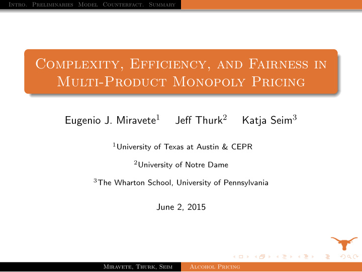 complexity efficiency and fairness in multi product